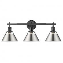  3306-BA3 BLK-PW - Orwell BLK 3 Light Bath Vanity in Matte Black with Pewter shades